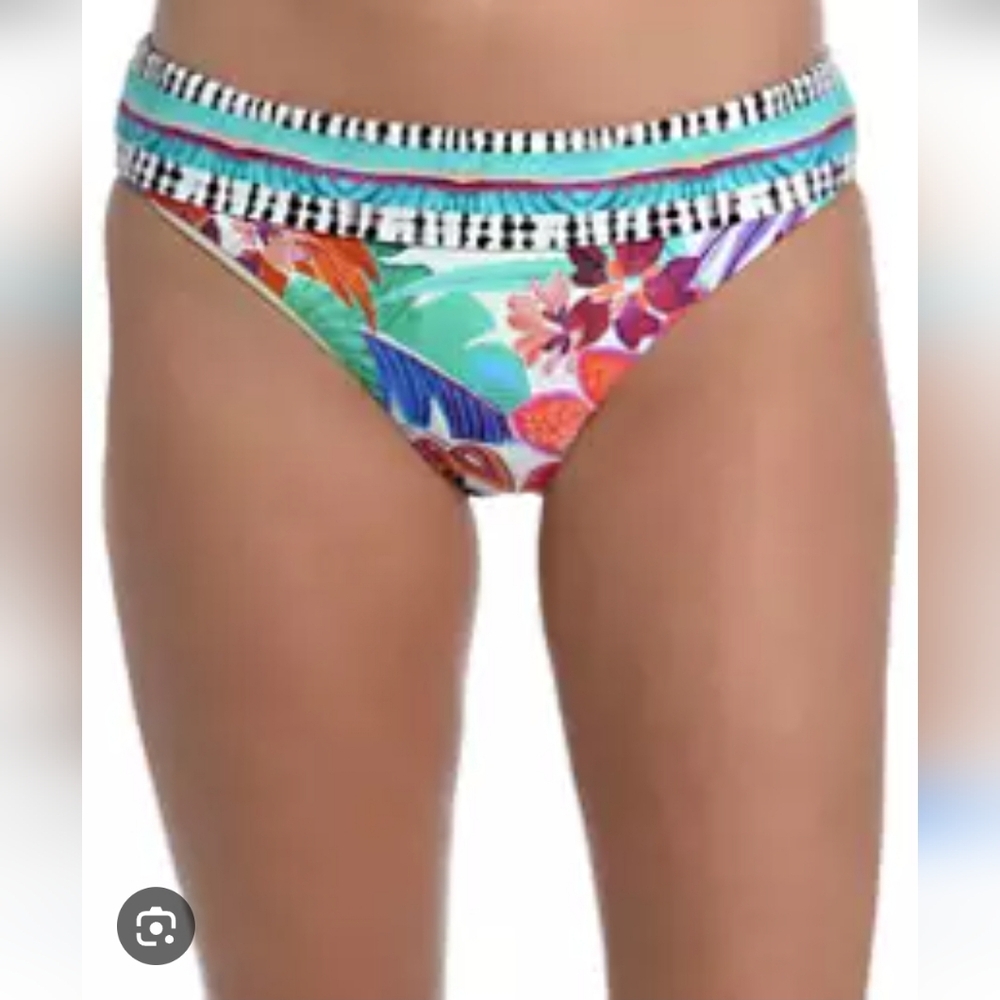 NWT LA BLANCA TROPICAL HIPSTER SWIM blue Palms Y2K Designer 16 Floral